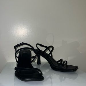 Black open toe heels